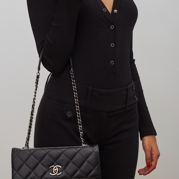 CHANEL LAMBSKIN BLACK TRENDY CC FLAP BAG (2015) - Picture 10 of 12